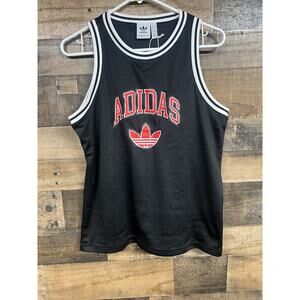 NWT Adidas Originals Basketball Jersey Tank Top Black Red White Boys Sz L